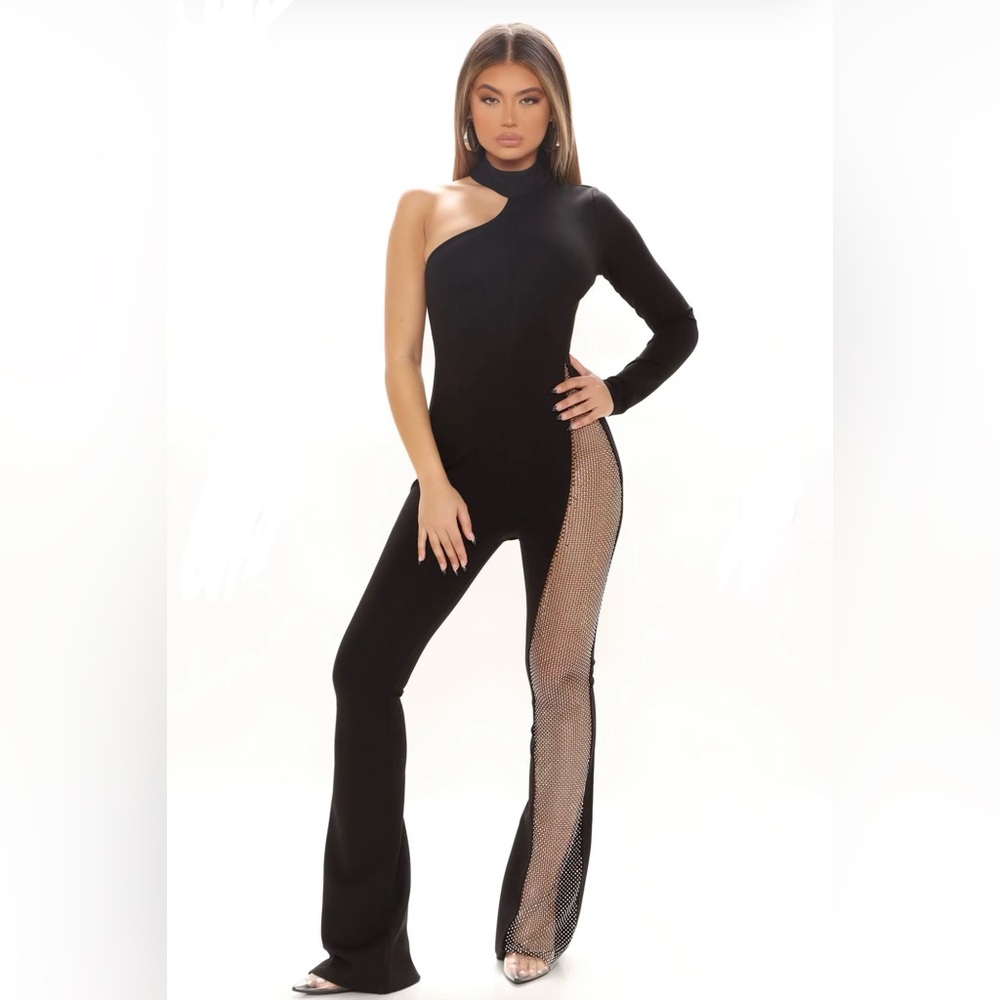 Fashion Nova See Me Shine Embellished Jumpsuit